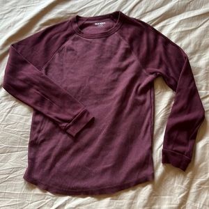 Boys XL waffle crew neck tee, long sleeve, burgundy